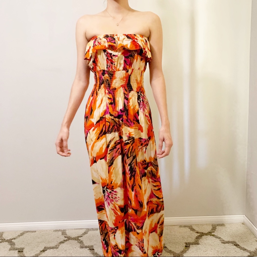 Strapless Smocked-Waist Dress